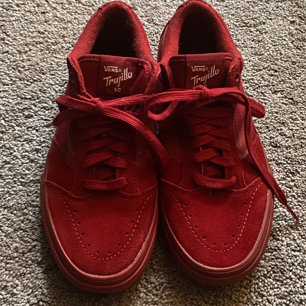 Red suede vans